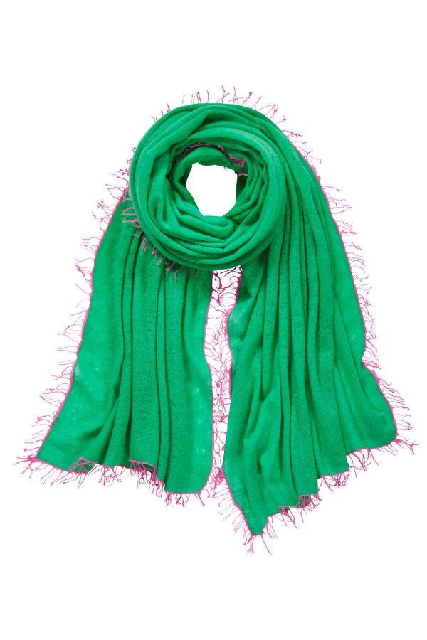 Pur Schoen Schal limette fransen pink Tiefpreis