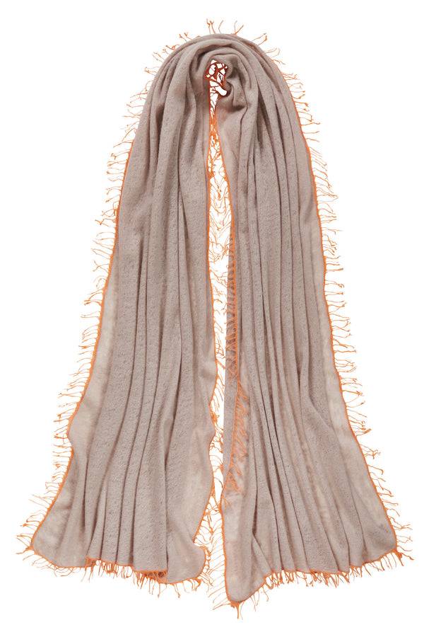 Pur Schoen Schal nougat fransen orange Muttertagsangebot