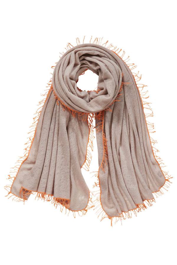 Pur Schoen Schal nougat fransen orange Muttertagsangebot