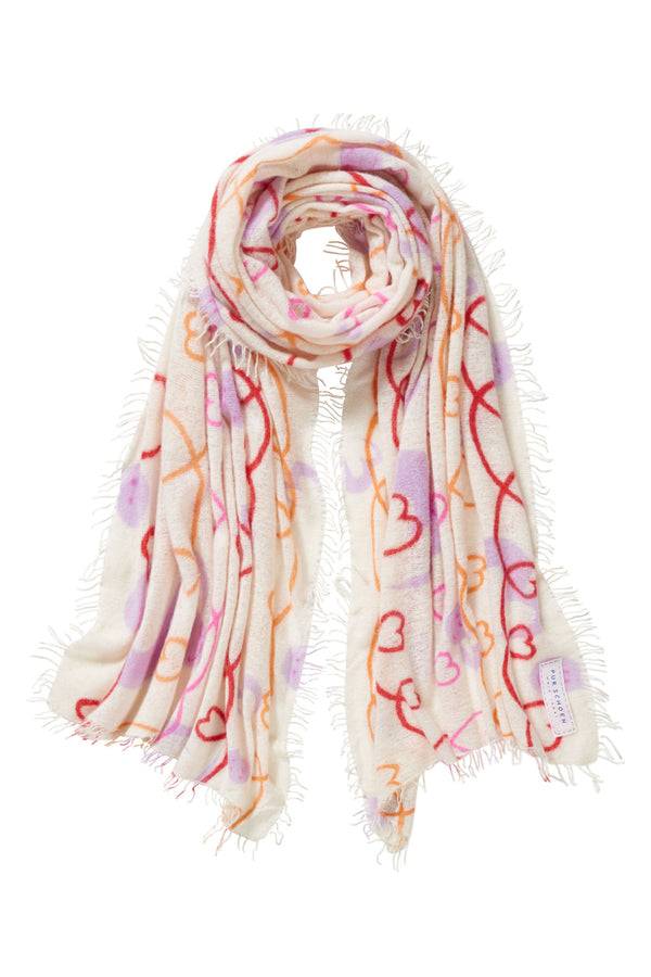 Pur Schoen Schal herzandsmiley weiss-pink Bis zu 65% Rabatt