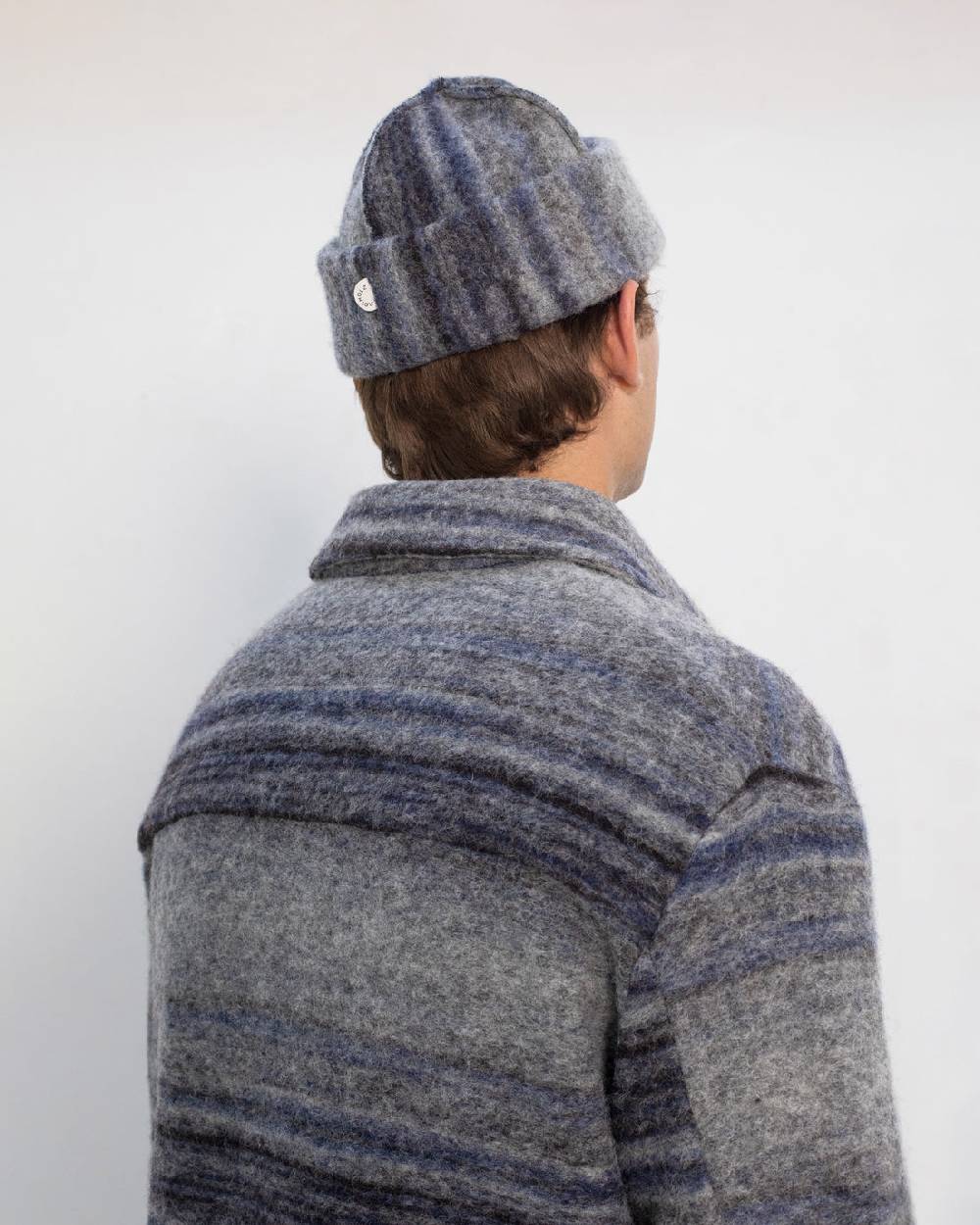 Rotholz Dickes Overshirt Bio Wollmischung - Grau Gestreift Räumungsverkauf