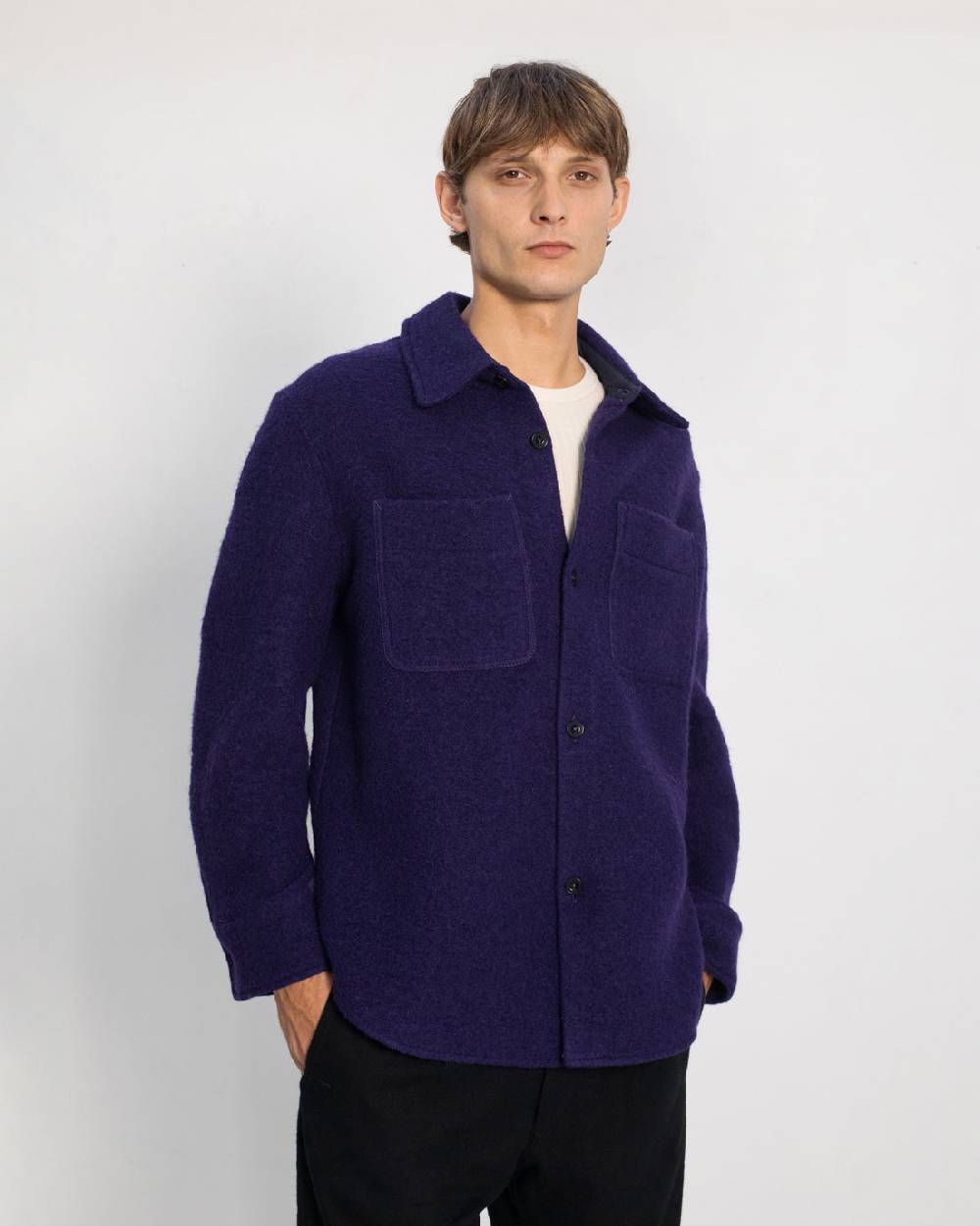 Rotholz Dickes Overshirt Bio Wollmischung - Lila VIP-Rabatte