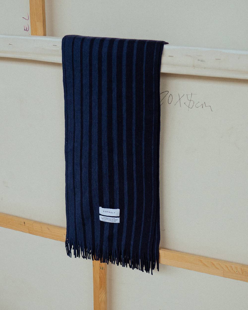 Rotholz Gestrickter Schal Merinowolle - Blau Gestreift Super Sparpreis