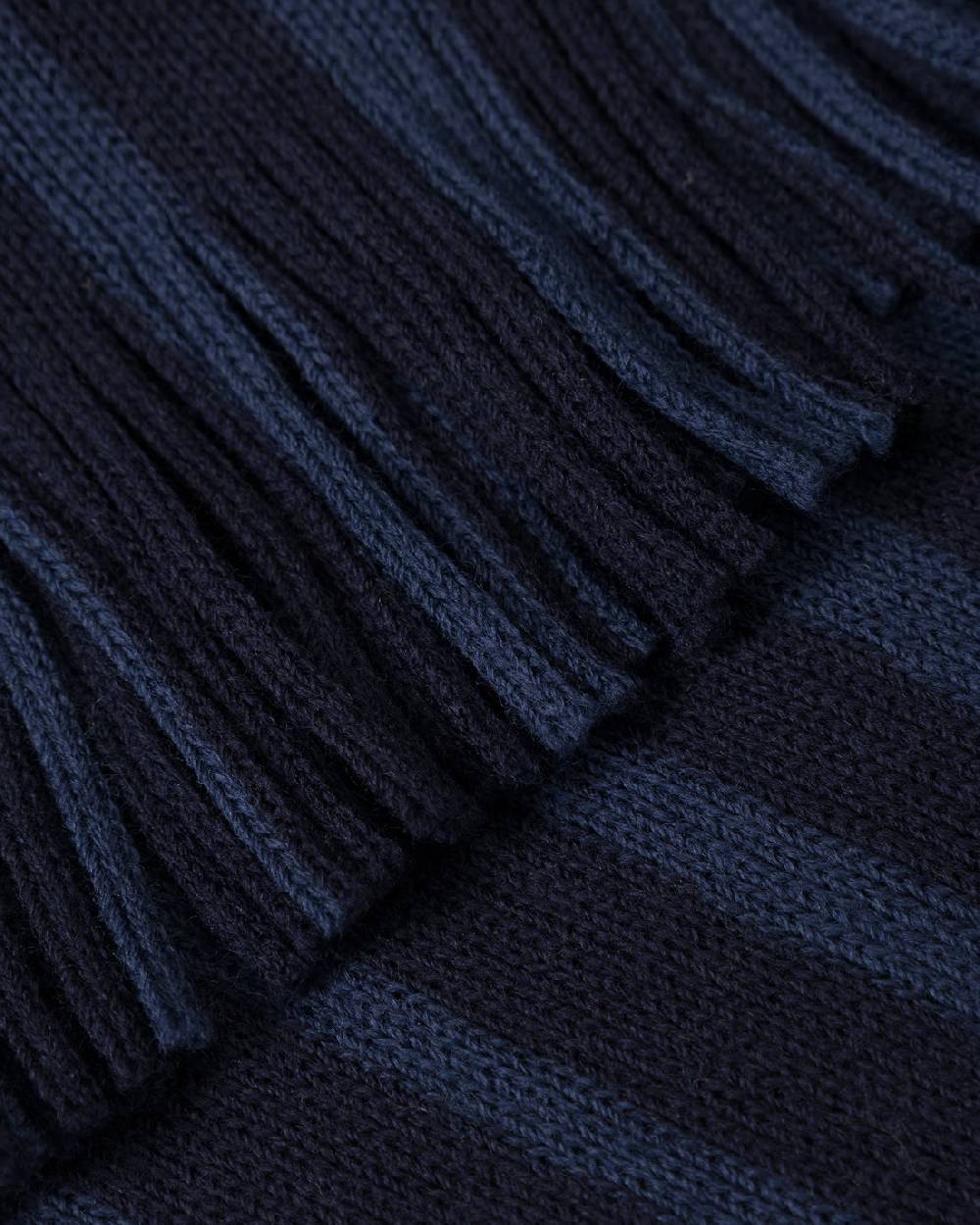 Rotholz Gestrickter Schal Merinowolle - Blau Gestreift Super Sparpreis