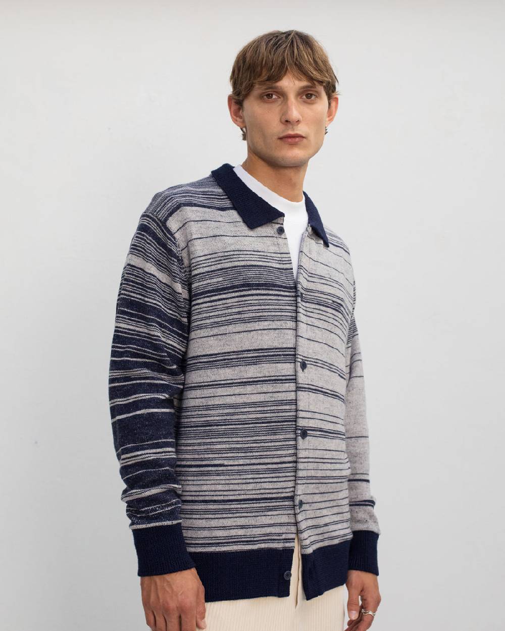 Rotholz Strick Shirt Merinowolle - Blau Gestreift Wochenangebot