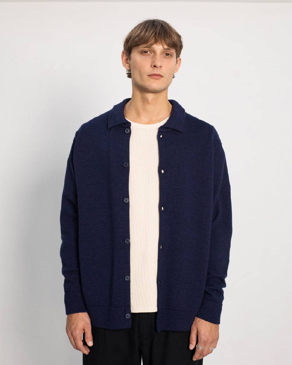 Rotholz Strick Shirt Merinowolle - Blau Begrenzte Freigabe