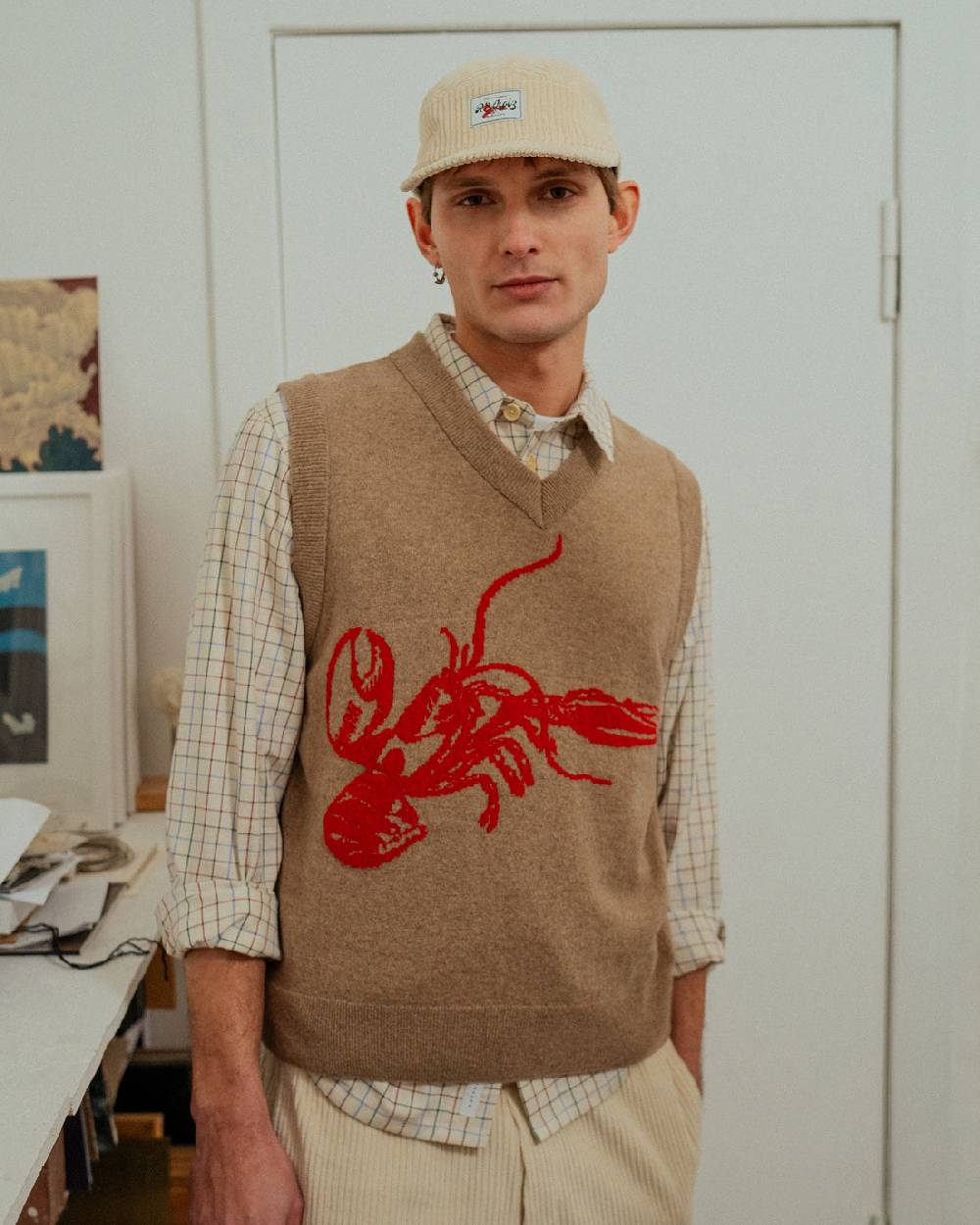Rotholz Lobster Strick Weste Recycelte Wolle - Braun Letzte 3 Tage