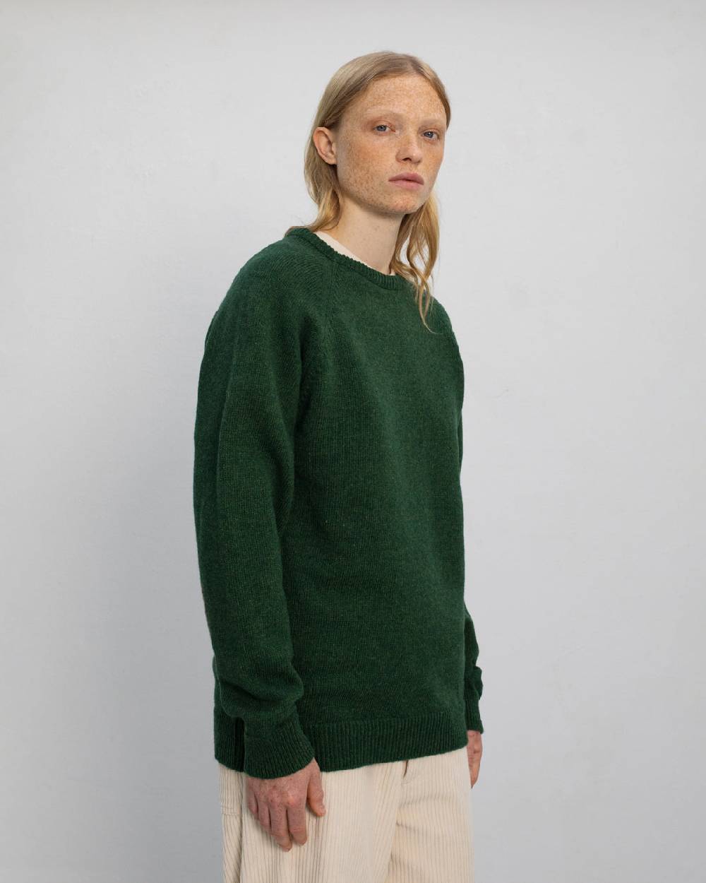 Rotholz Smiley Strickpullover Recycelte Wolle - Grün Top Angebot