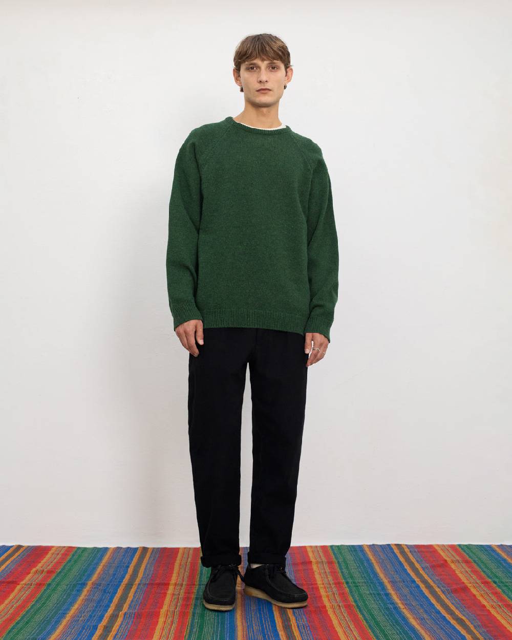 Rotholz Smiley Strickpullover Recycelte Wolle - Grün VIP-Rabatte