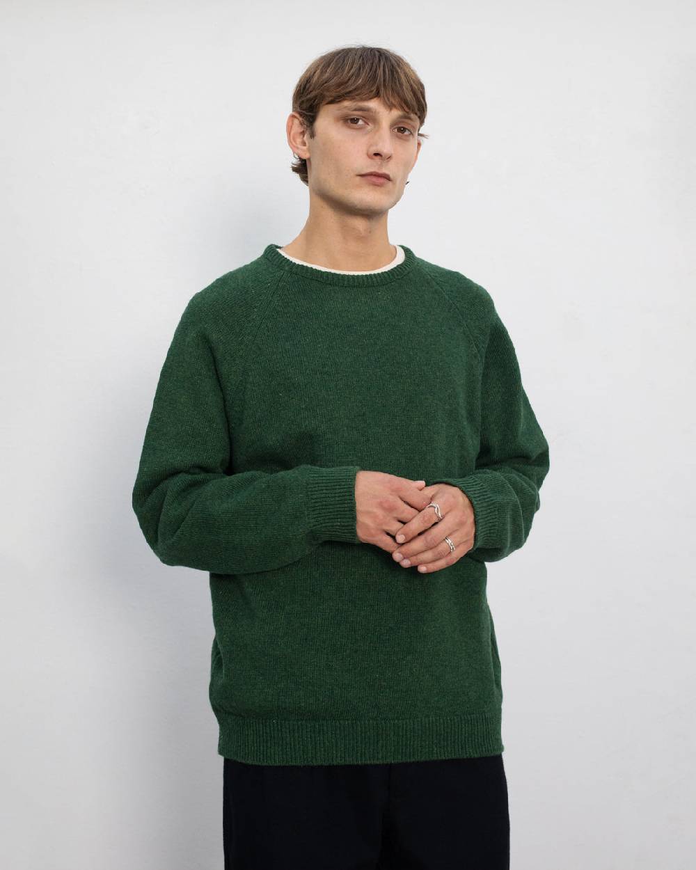 Rotholz Smiley Strickpullover Recycelte Wolle - Grün VIP-Rabatte