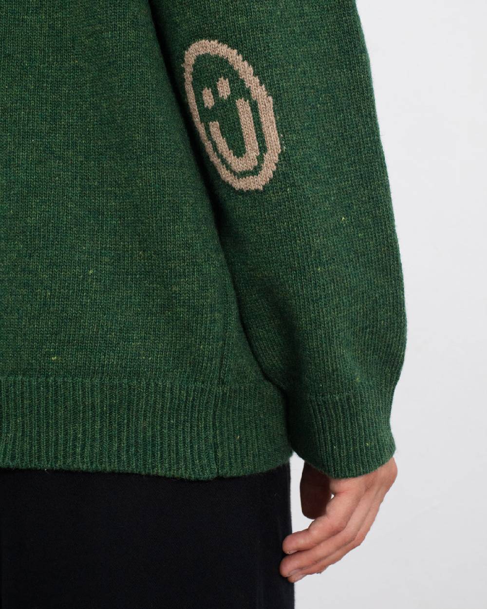 Rotholz Smiley Strickpullover Recycelte Wolle - Grün VIP-Rabatte
