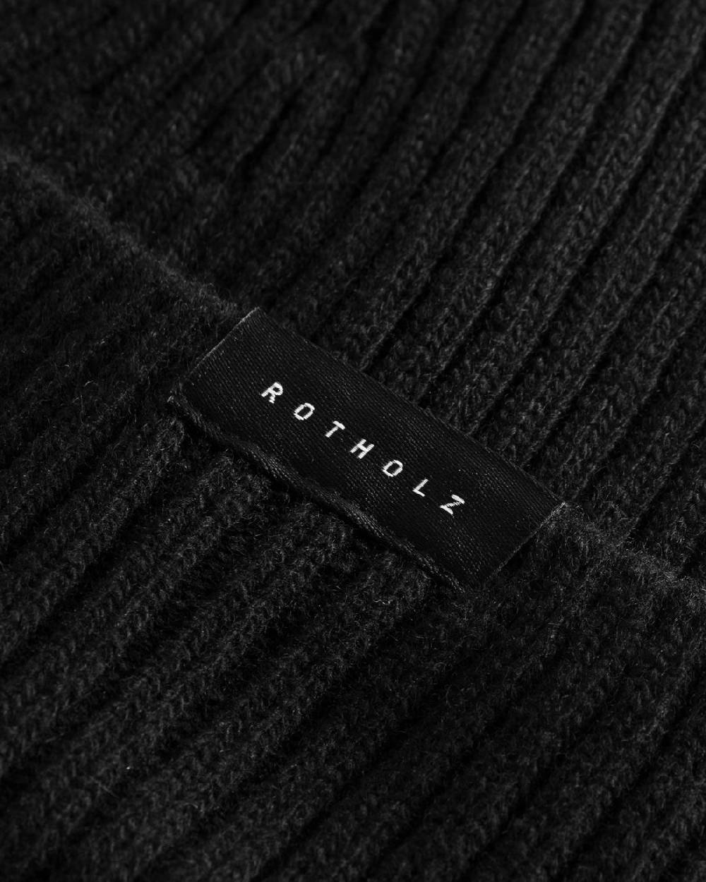Rotholz Klassische Mütze Wollmix Ripp - Schwarz Wochenangebot