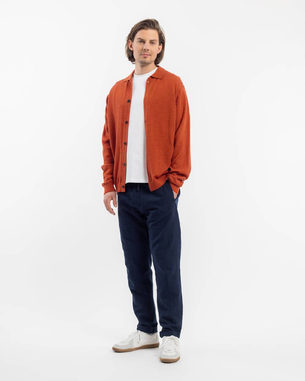 Rotholz Strick Shirt Merinowolle - Rot Kostenlose Rückgabe