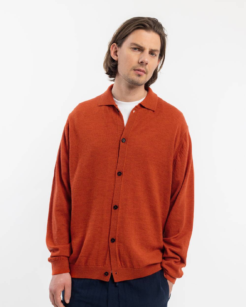 Rotholz Strick Shirt Merinowolle - Rot Kostenlose Rückgabe