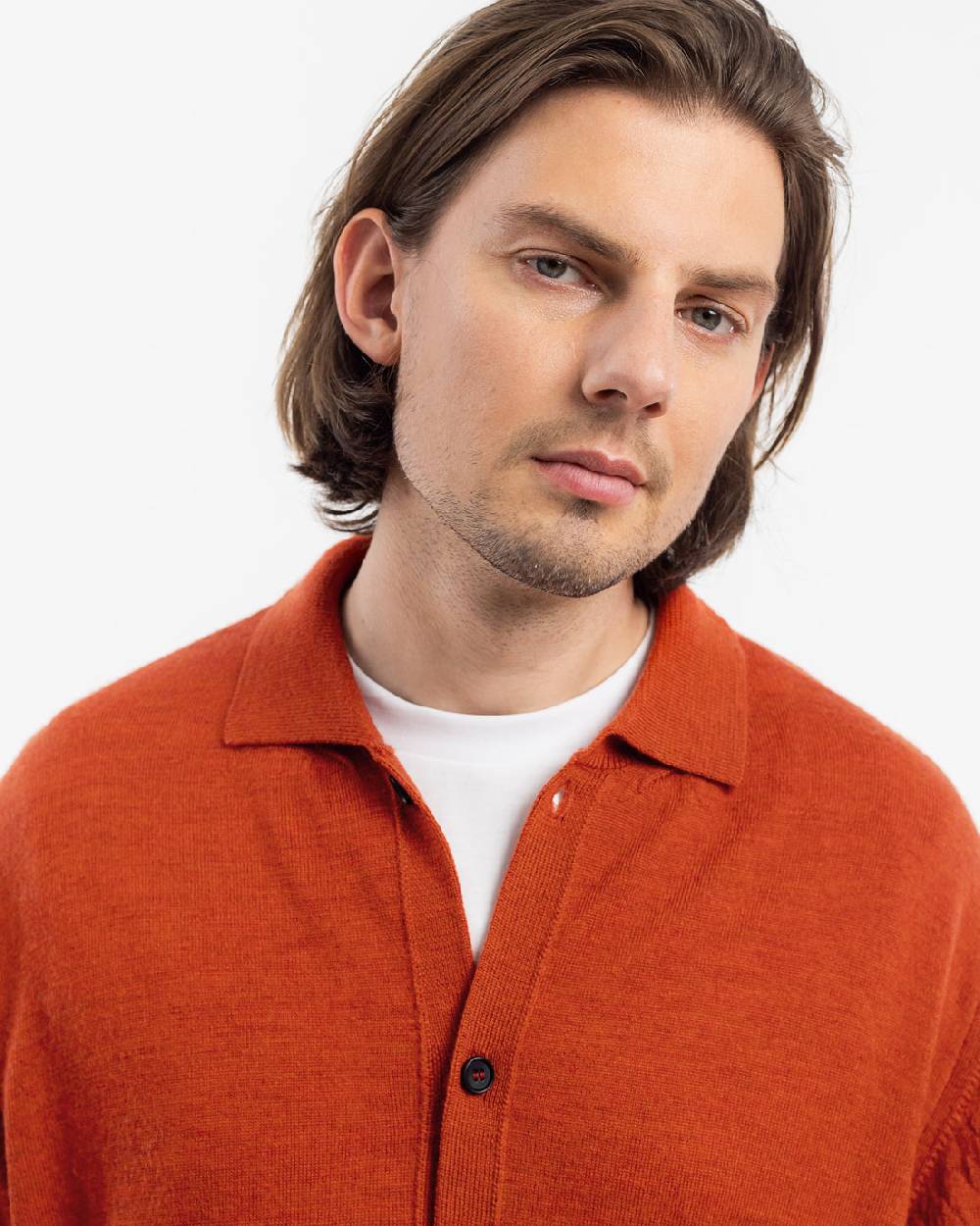 Rotholz Strick Shirt Merinowolle - Rot Kostenlose Rückgabe