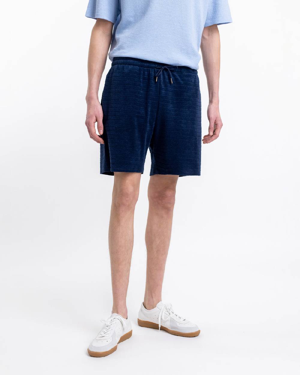 Rotholz Frottee Shorts aus Bio-Baumwolle Blau Sonderangebot der Fabrik