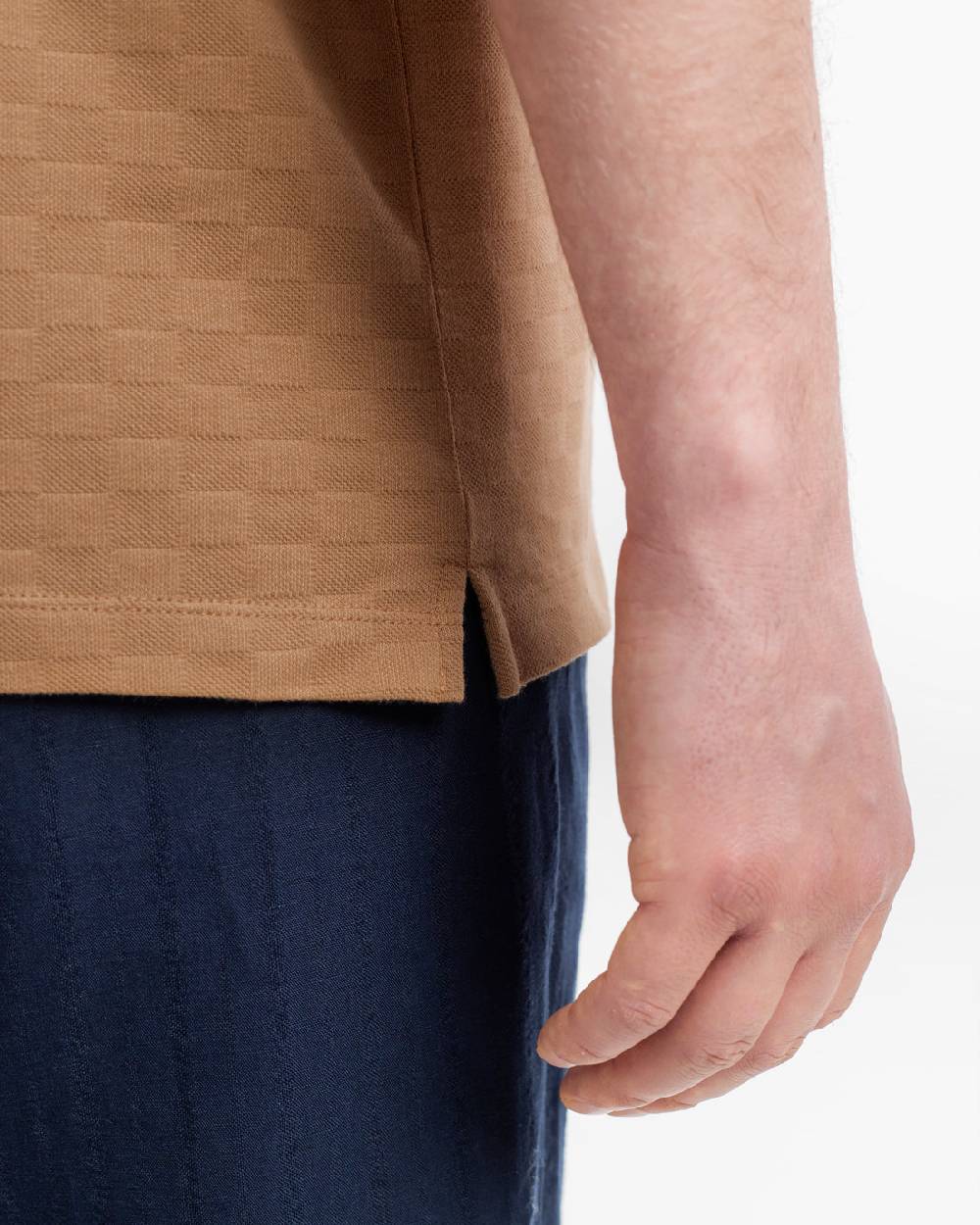 Rotholz Strukturiertes T-Shirt Bio Baumwolle - Karamell Bis zu 55% Rabatt