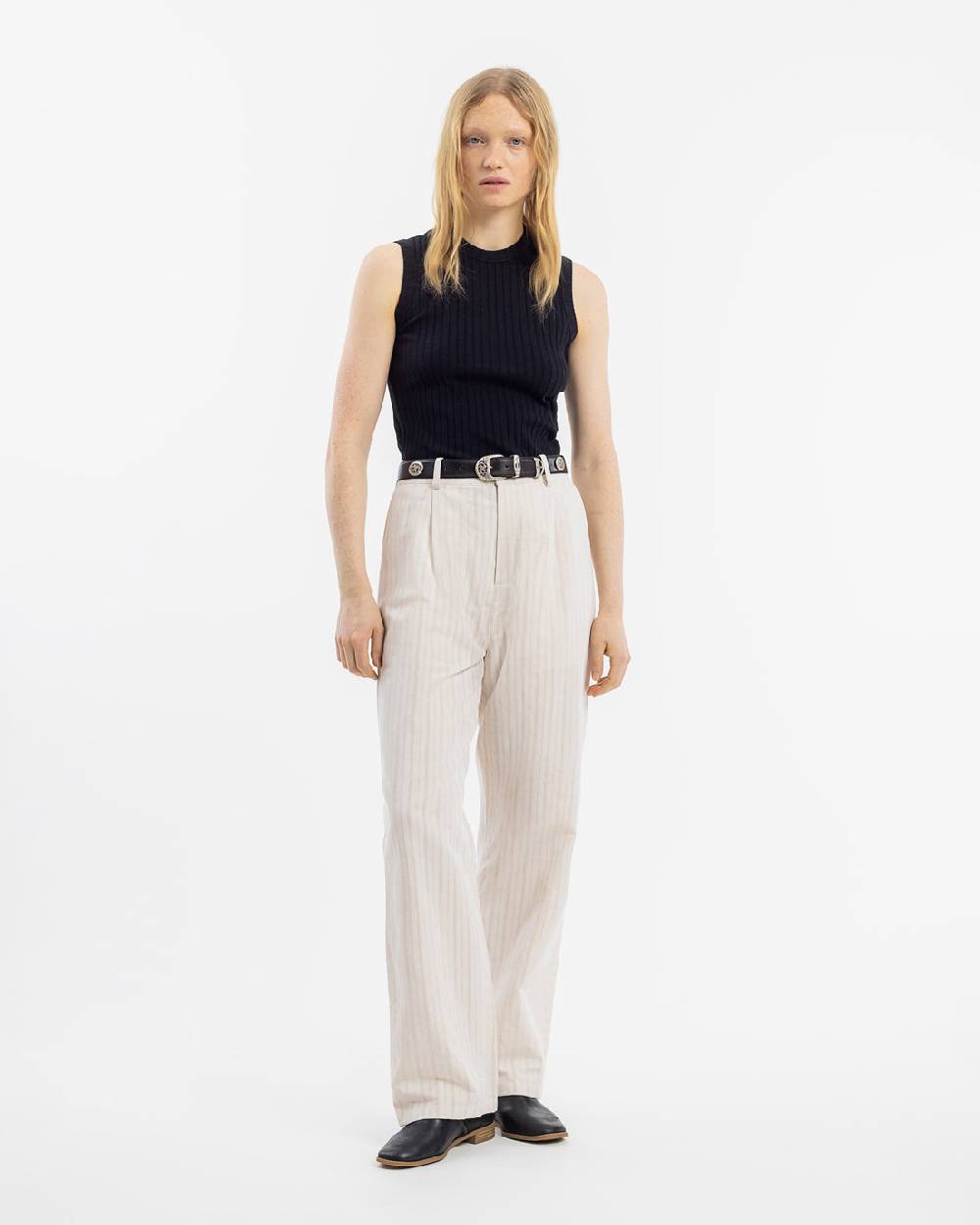 Rotholz High Waist Hose Leinen Mix - Creme Outlet
