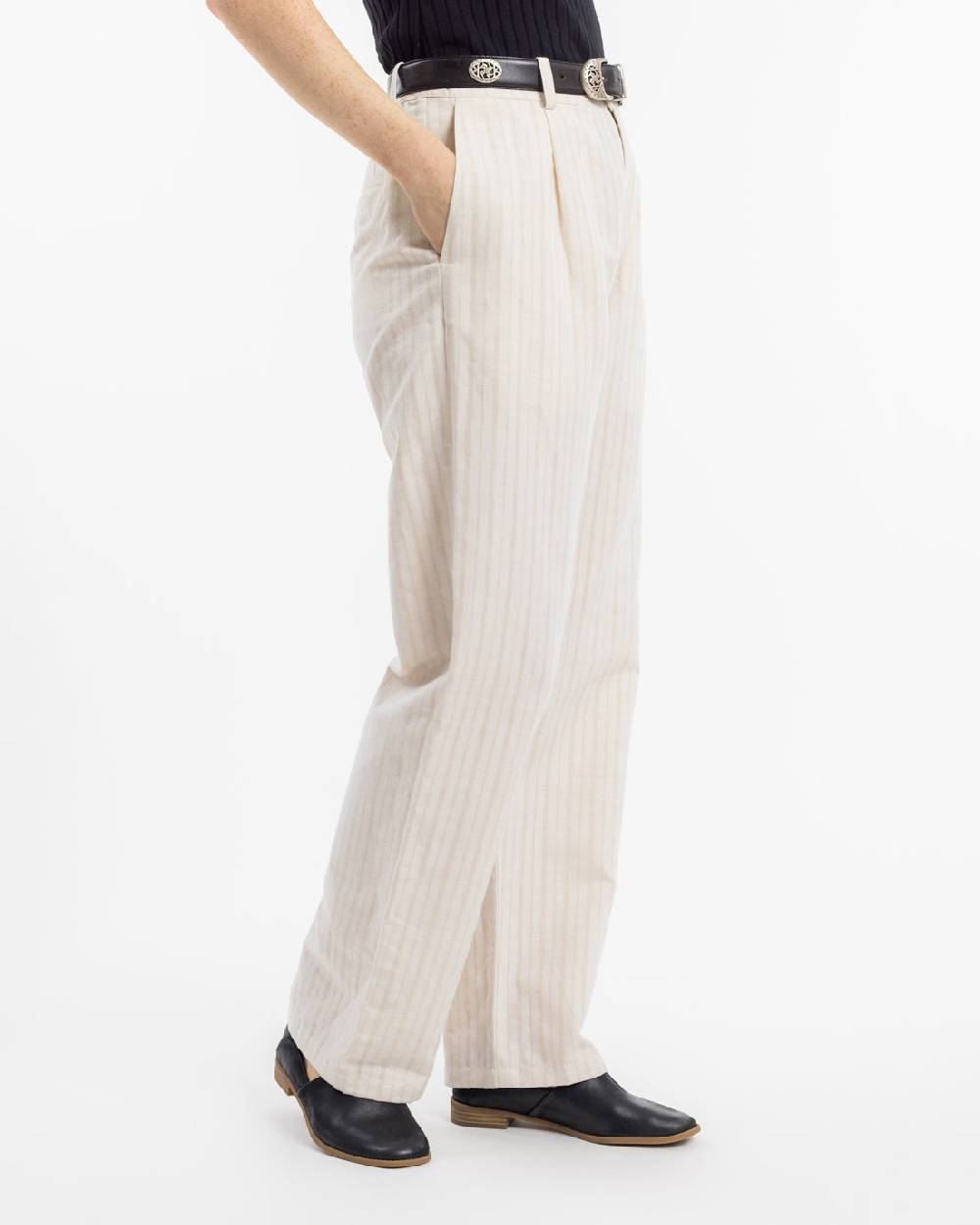 Rotholz High Waist Hose Leinen Mix - Creme Outlet