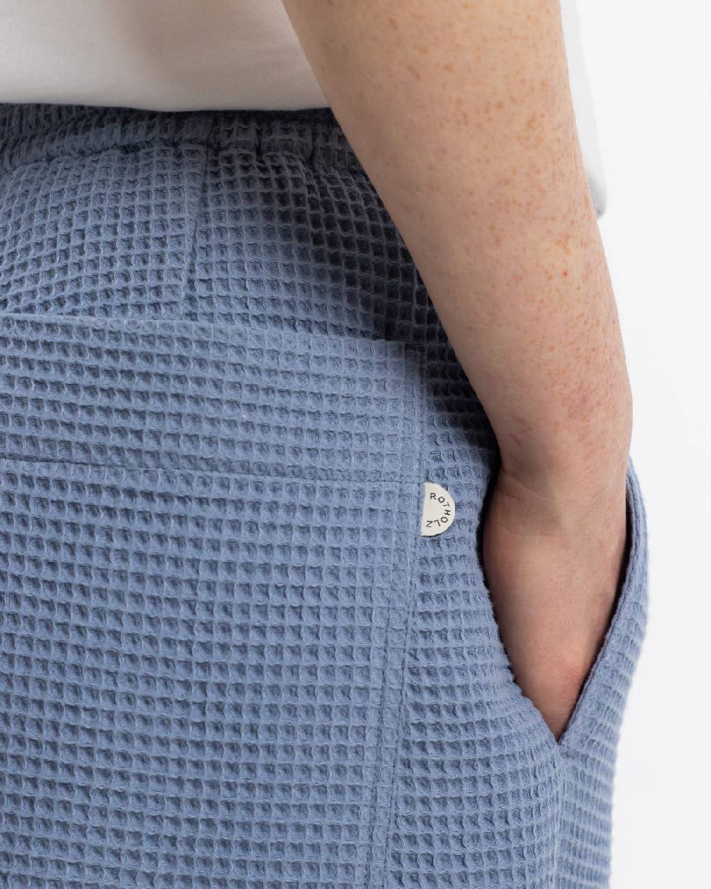 Rotholz Weite Hose Waffle Cotton - Hellblau Verkauf