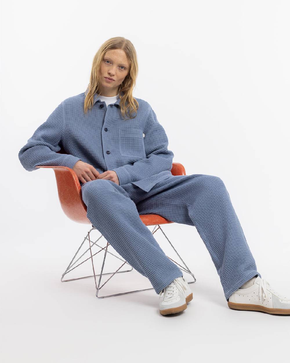 Rotholz Workwear Jacke Waffle Cotton - Hellblau Fabrikverkauf