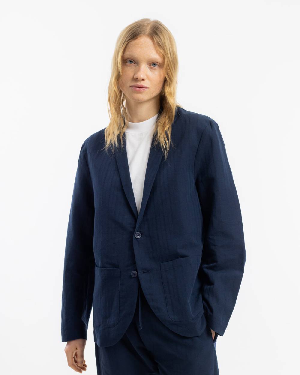 Rotholz Workwear Blazer Leinen Mix - Dunkelblau Großer Ausverkauf