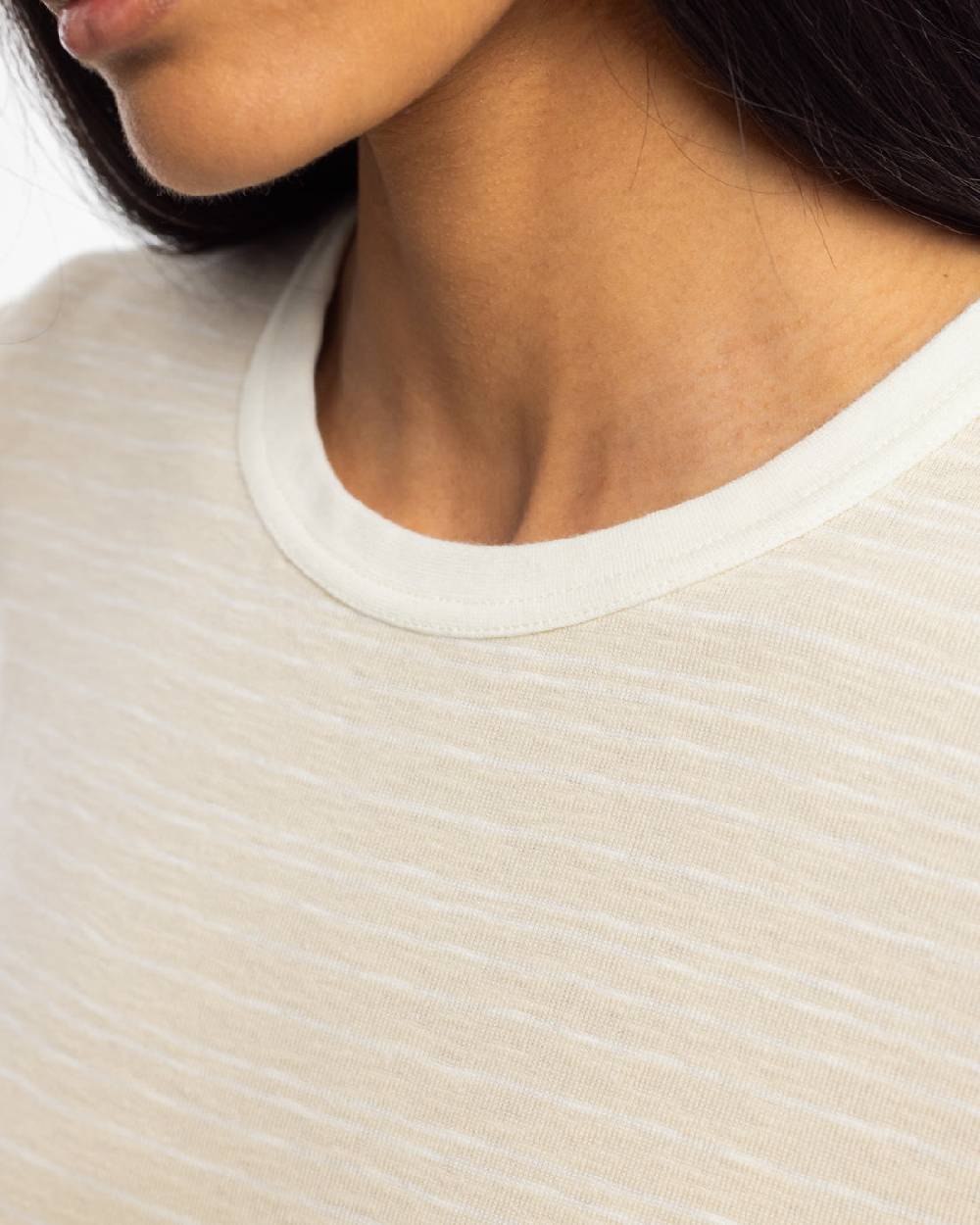 Rotholz Gestreiftes T-Shirt Kleid - Creme Online Shopping