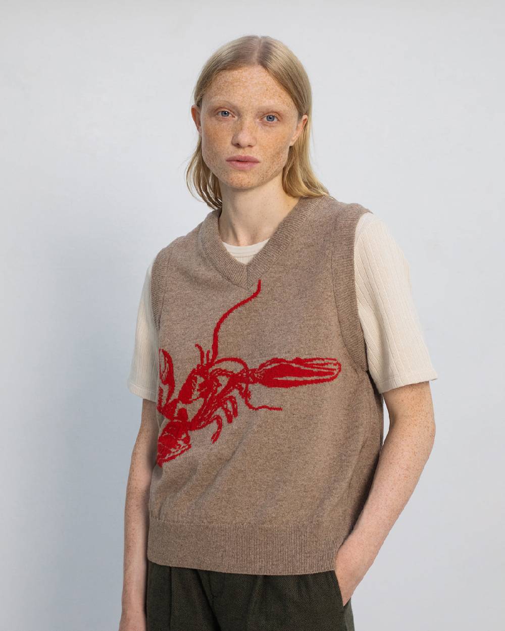 Rotholz Lobster Weste Recycelte Wolle - Braun Preisnachlass