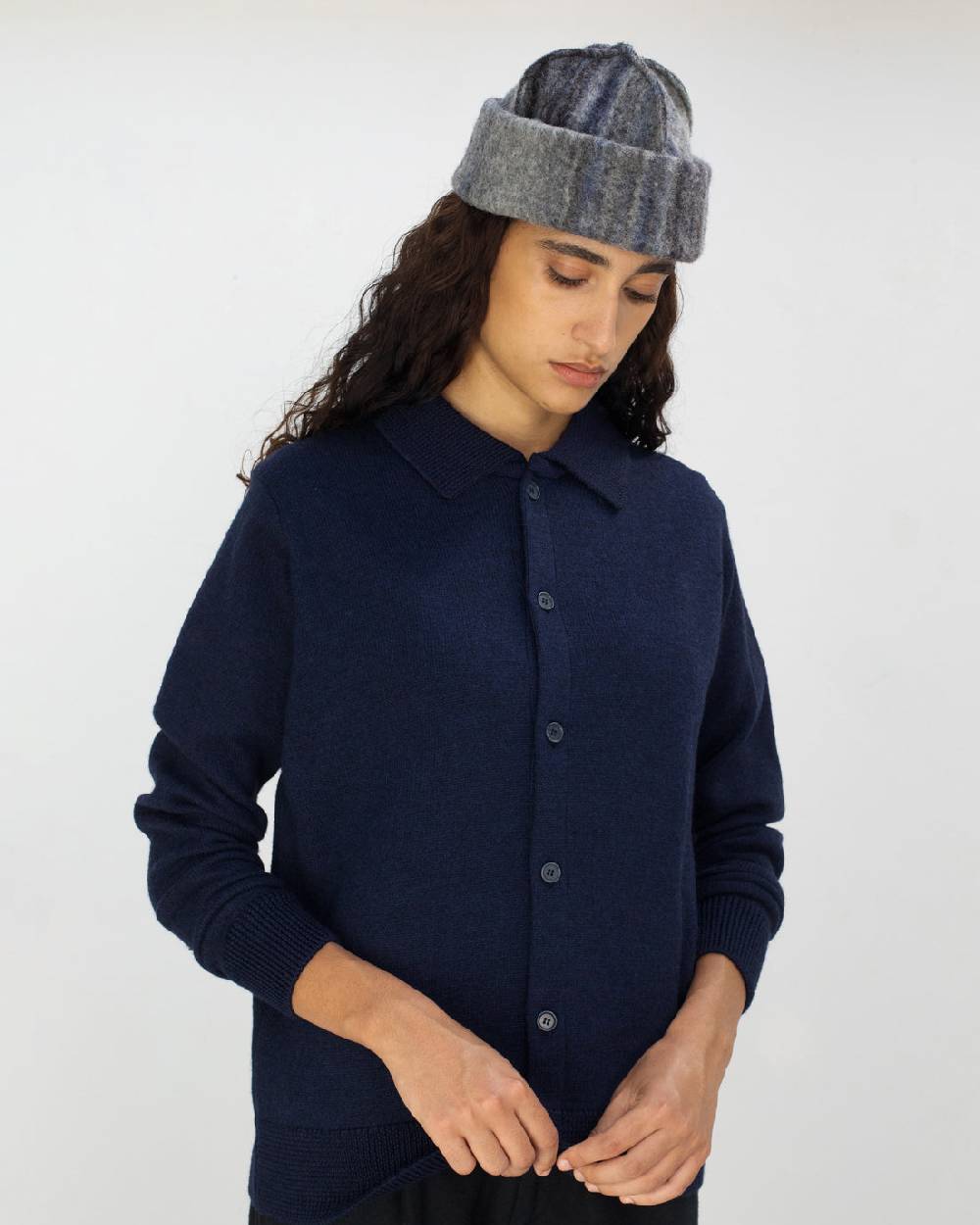 Rotholz Strick Shirt Merinowolle - Blau Weihnachtsangebot