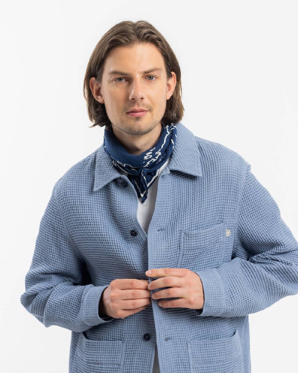 Rotholz Workwear Jacke Waffle Cotton - Hellblau Valentinstagsangebot