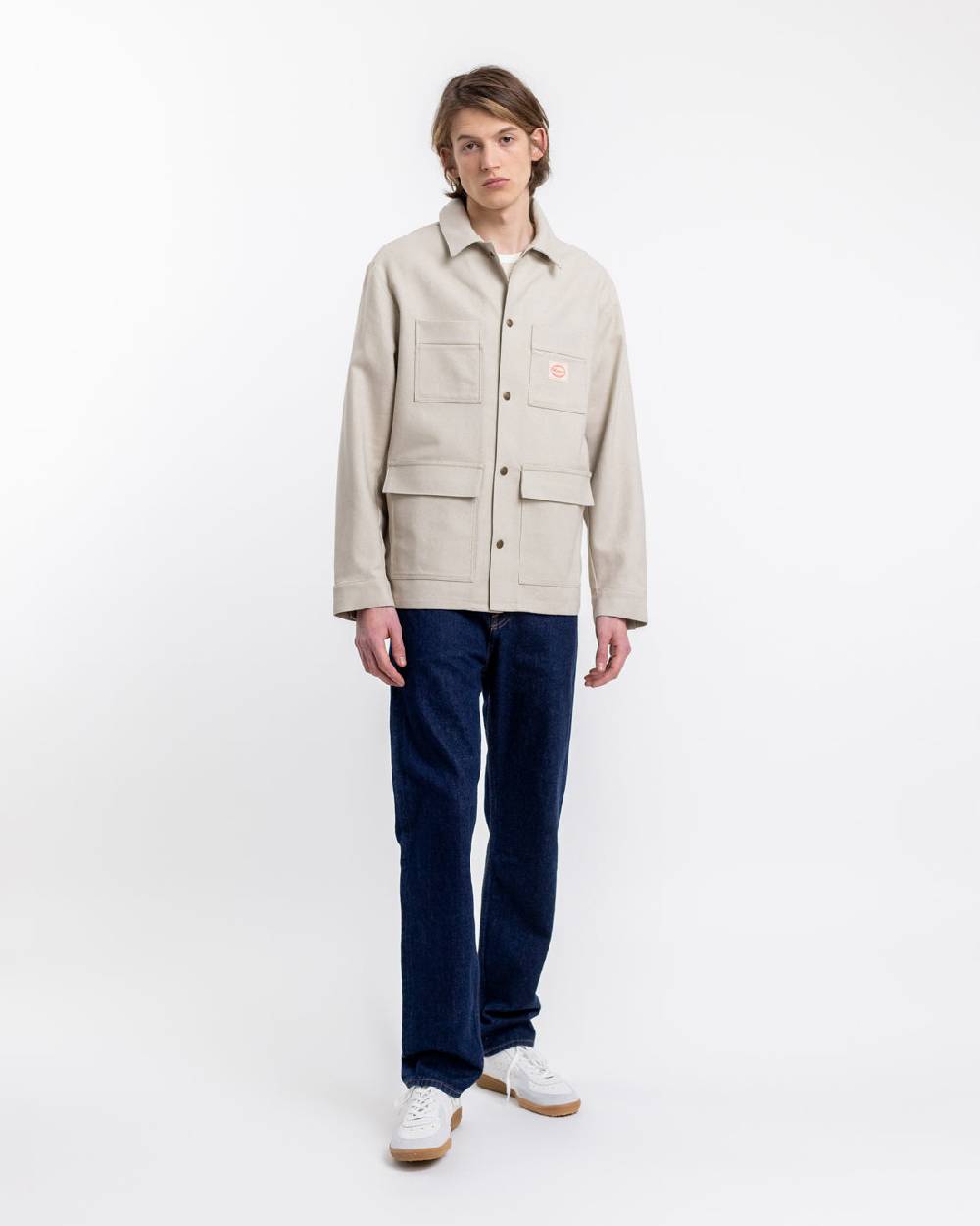 Rotholz Leichte Jacke aus Bio Canvas Beige Kariert Lagerräumung