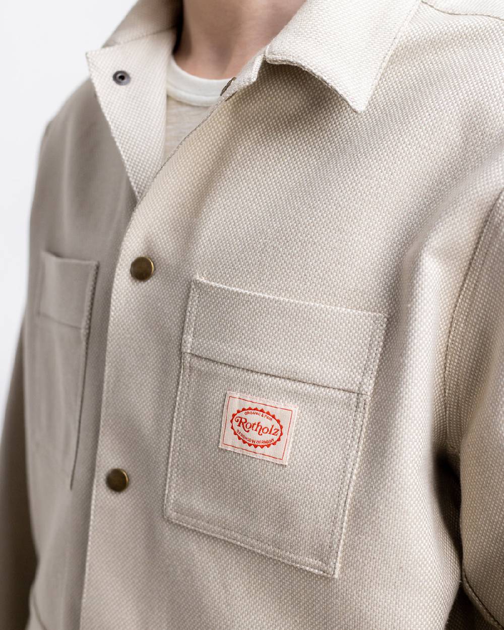Rotholz Leichte Jacke aus Bio Canvas Beige Kariert Lagerräumung