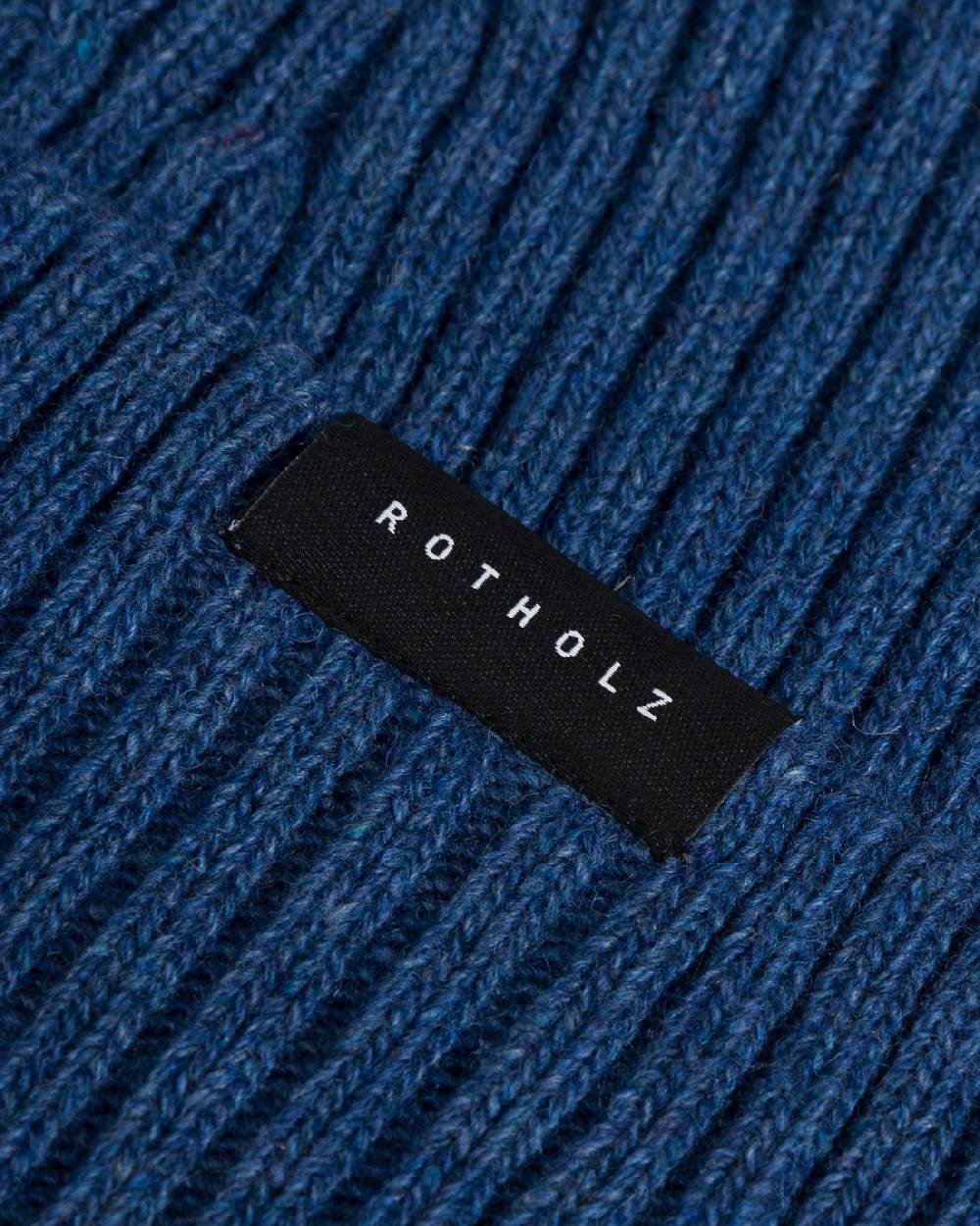 Rotholz Klassische Mütze Wollmix Ripp - Blau Saisonale Angebote
