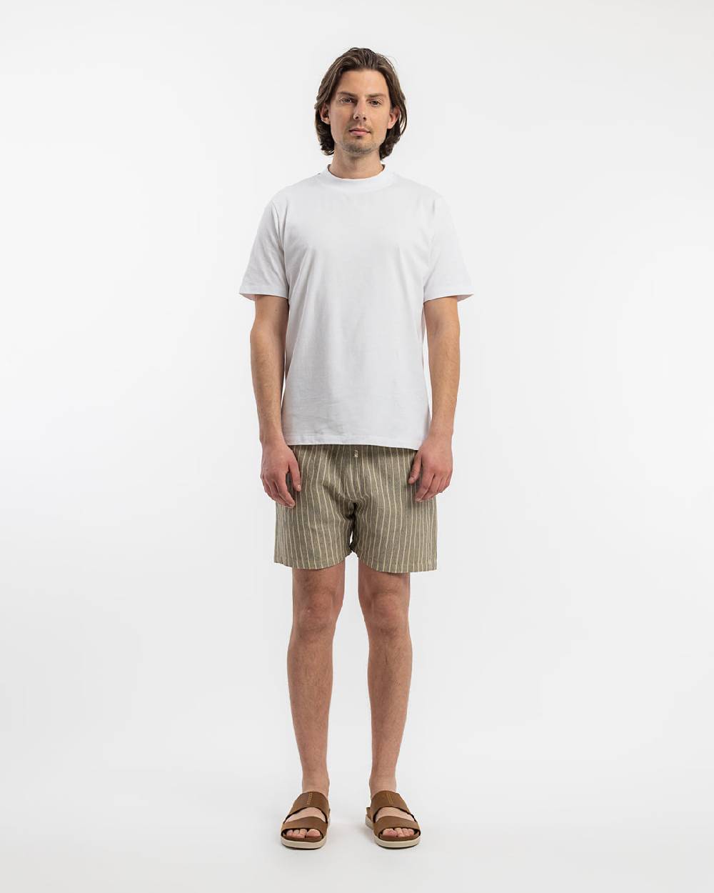 Rotholz Kurze Hose Leinen Mix - Grau Gestreift Wochenangebot