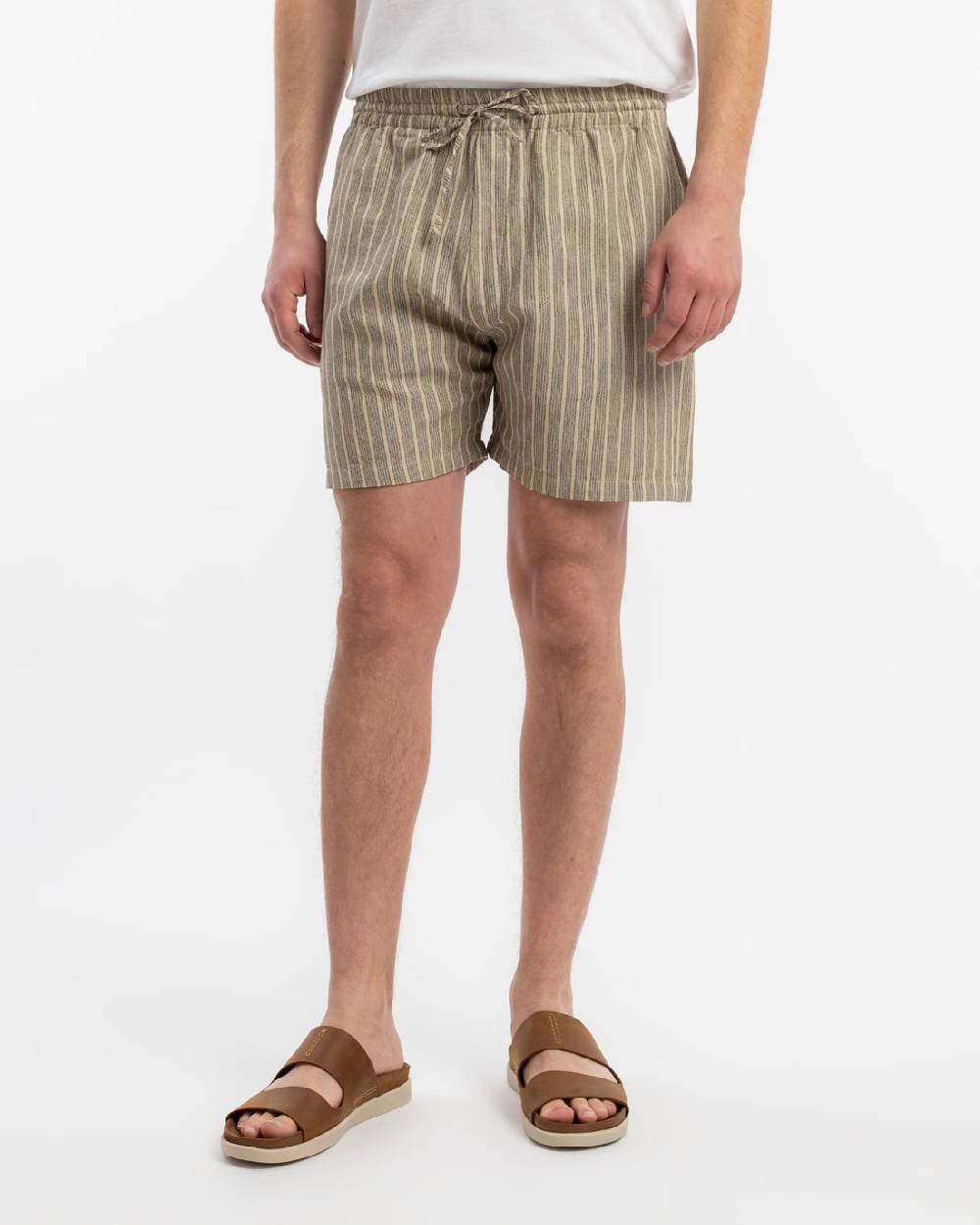 Rotholz Kurze Hose Leinen Mix - Grau Gestreift Wochenangebot