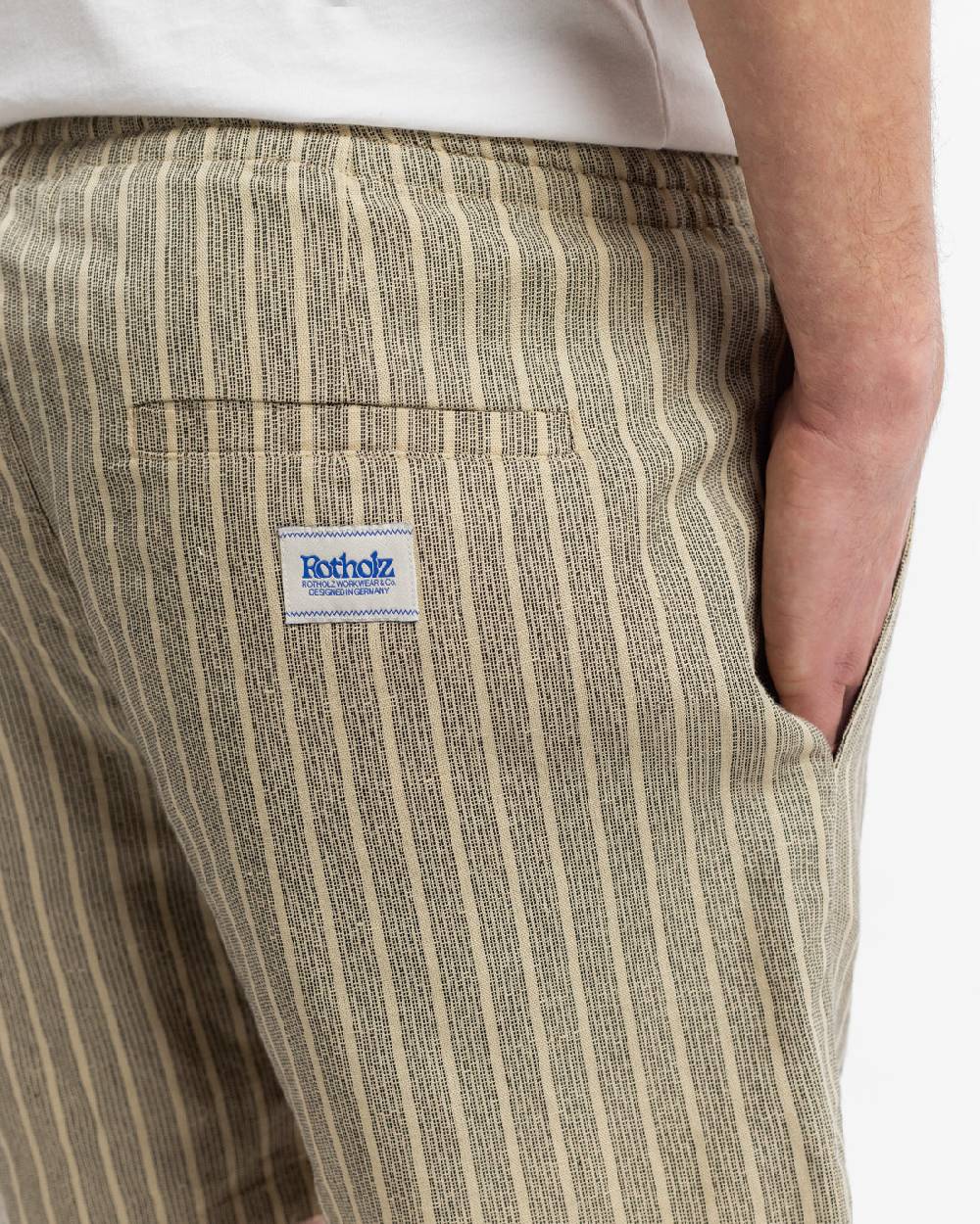 Rotholz Kurze Hose Leinen Mix - Grau Gestreift Wochenangebot