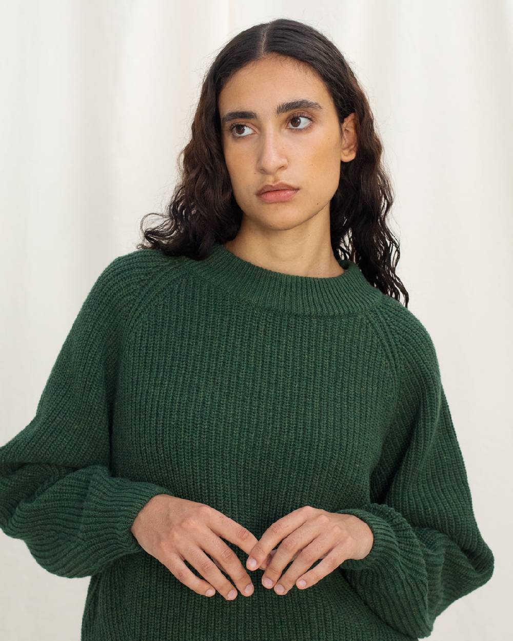 Rotholz Grober Strickpullover Recycelte Wolle - Grün Neueste Stile