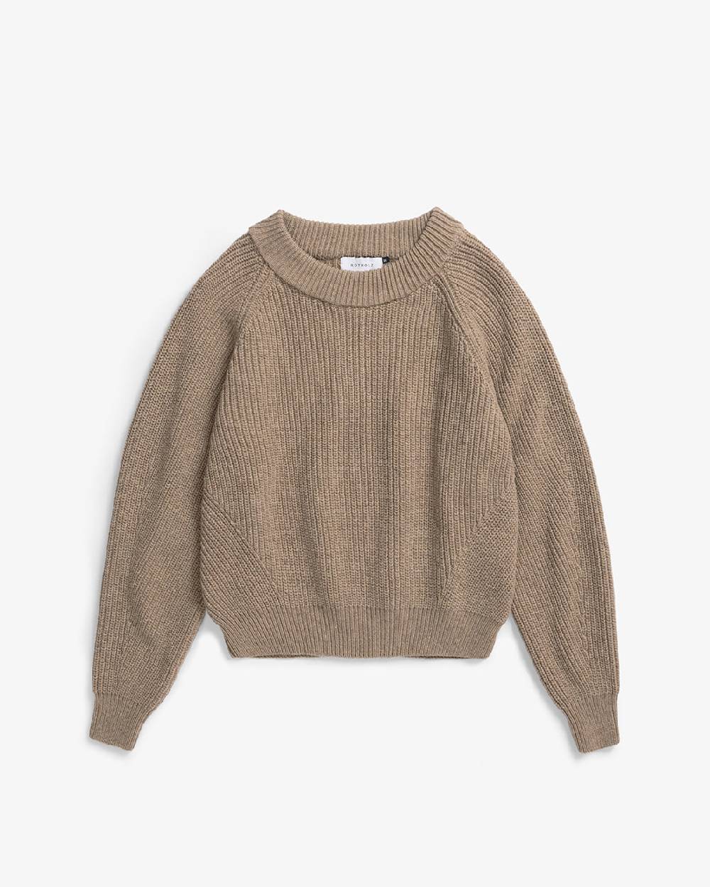 Rotholz Grober Strickpullover Recycelte Wolle - Beige Bis zu 50% Rabatt