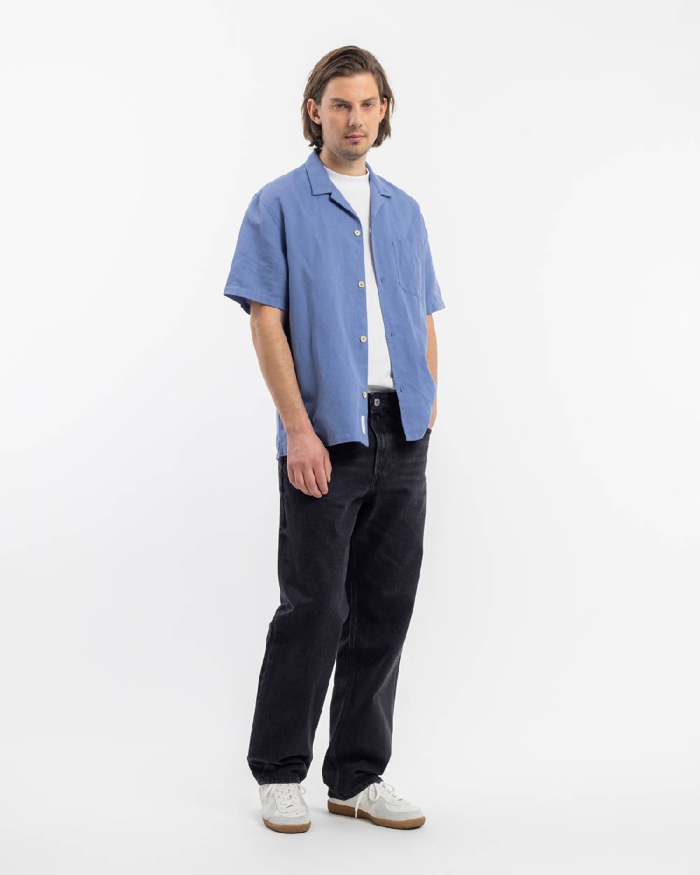 Rotholz Bowling Shirt Leinen Mix - Hellblau Sonderangebot der Fabrik