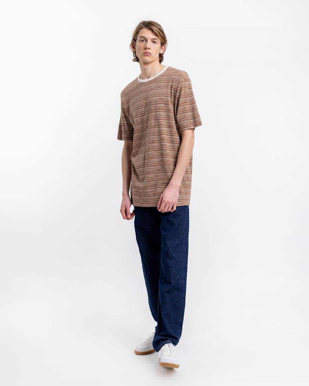 Rotholz Gestreiftes T-Shirt Braun Discount Store für neue Produkte