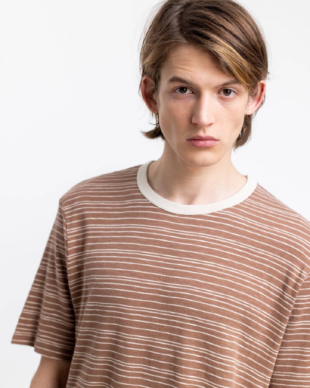 Rotholz Gestreiftes T-Shirt Braun Discount Store für neue Produkte