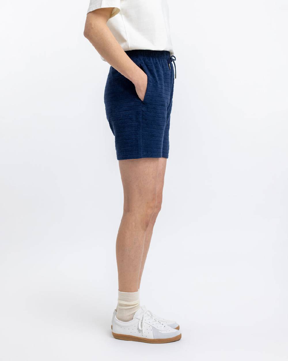 Rotholz Frottee Shorts aus Bio-Baumwolle Blau Speichern exportieren