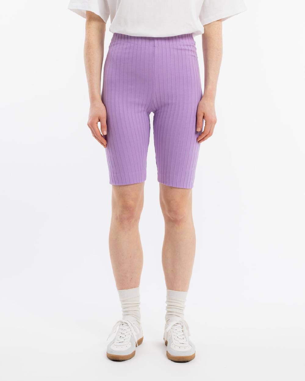 Rotholz Gerippte Biker Shorts Bio Baumwolle - Lavendel Im Verkauf
