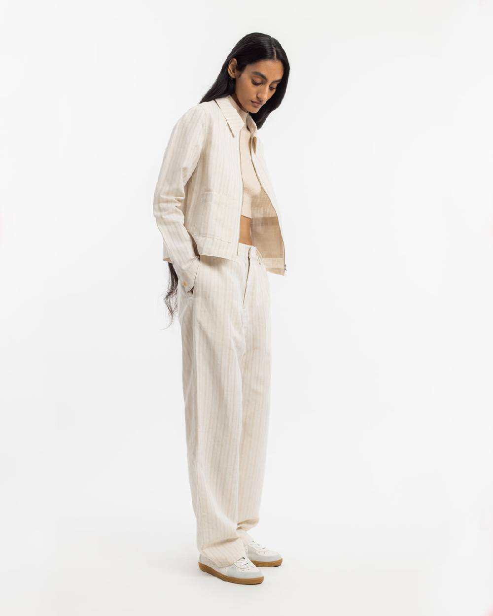 Rotholz Kurze Jacke Leinen Mix - Creme Outlet
