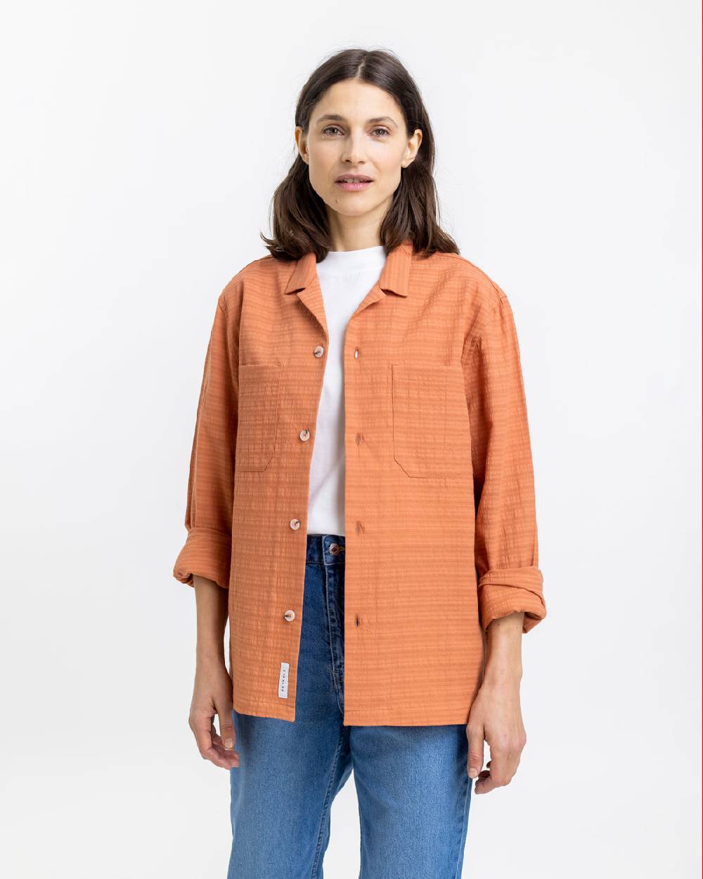 Rotholz Hemd aus Strukturierter Bio-Baumwolle Apricot Hotsell