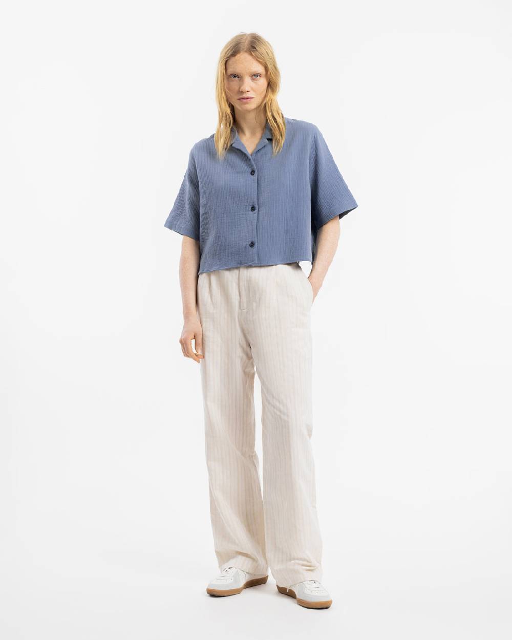Rotholz Kurzes Bowling Shirt Bio Baumwolle - Blau Günstiger Verkauf