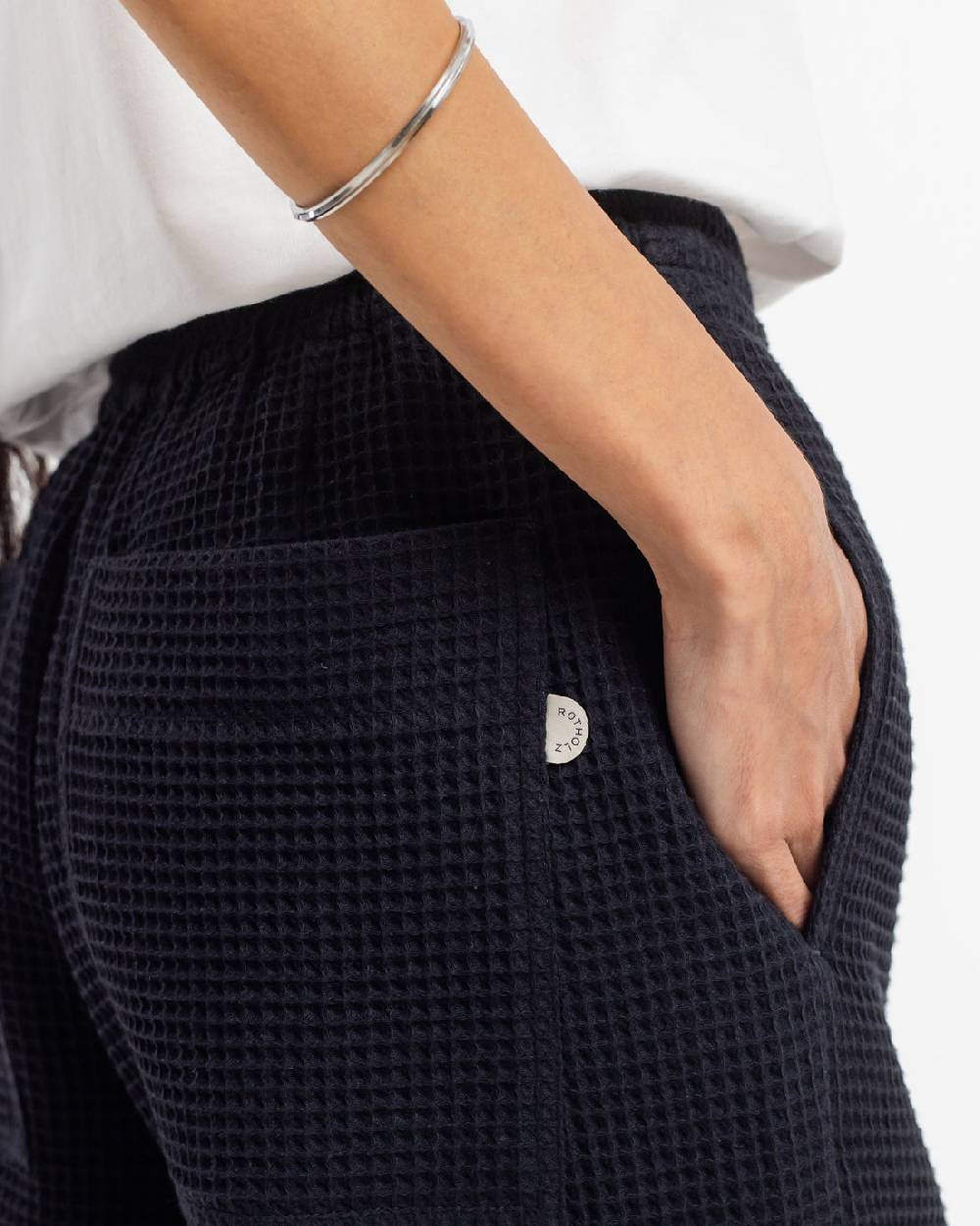 Rotholz Weite Hose Waffle Cotton - Schwarz Blitzverkäufe