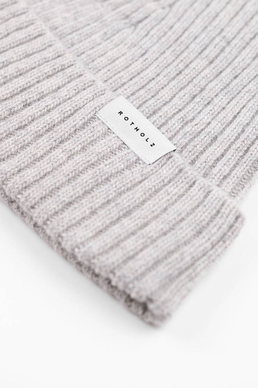 Rotholz Kurze Mütze Wollmix Ripp - Grau Fabrik Onlineshop
