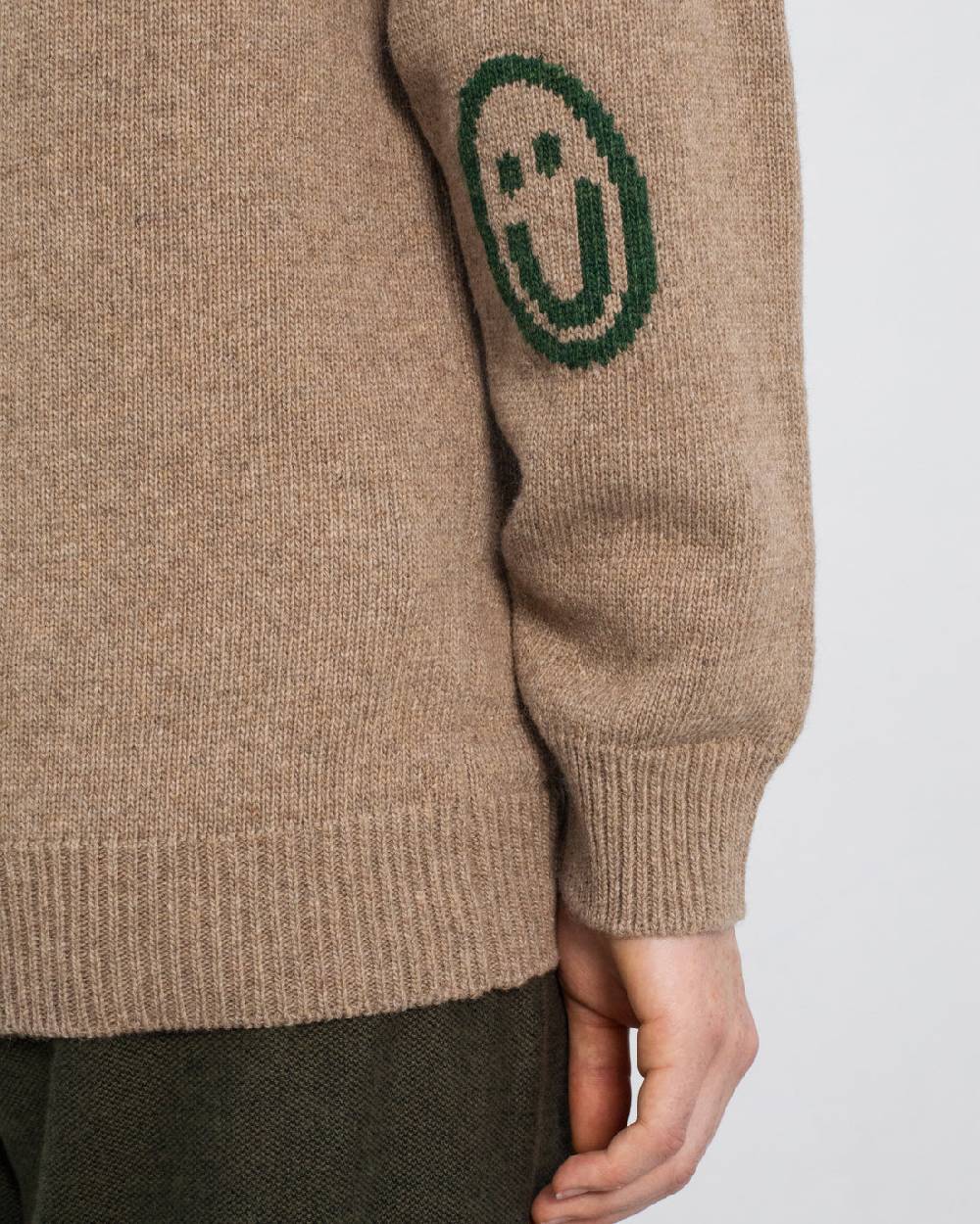 Rotholz Smiley Strickpullover Recycelte Wolle - Beige Rabatt