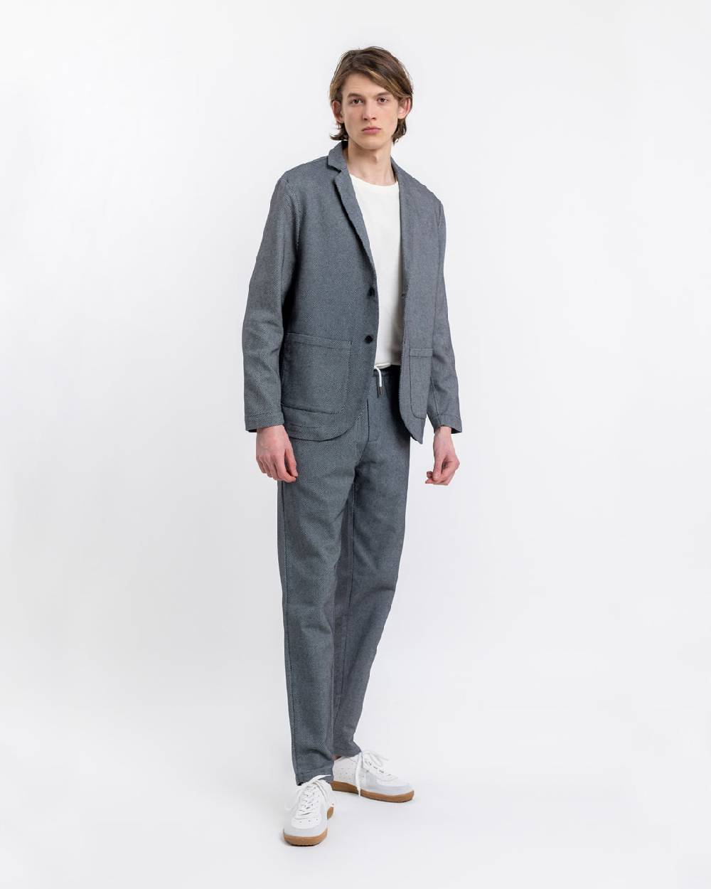 Rotholz Workwear Blazer aus Bio Canvas Schwarz Kariert Begrenztes Angebot